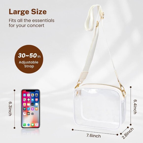 Clear Bag Stadium Approved, Clear Purses for Women, ody Bag for Concerts with Ad - Picture 4 of 7